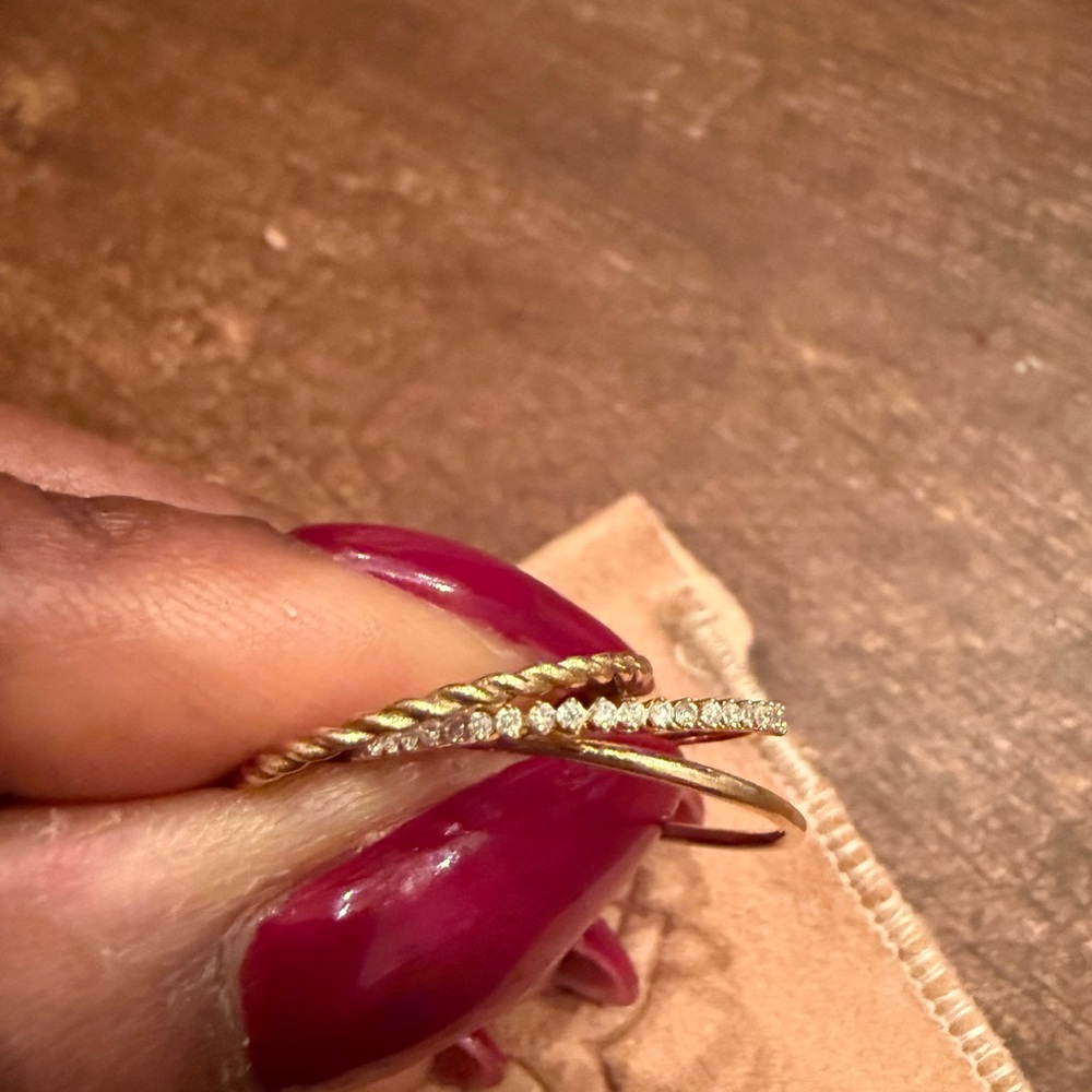 14K Yellow Gold Trio Diamond and Twisted Rings